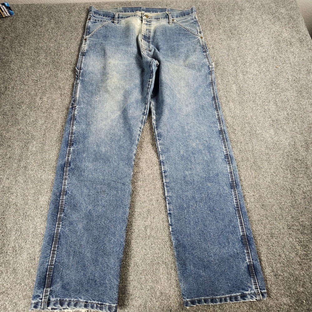 Wrangler Men's Vintage Carpenter Jeans 36x34 Distressed Baggy Y2K Denim - Picture 5 of 8